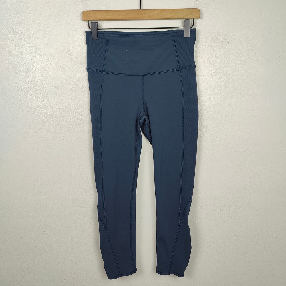 Lululemon On Your Mark Crop Leggings Womens 6 23" Nocturnal Teal Luxtreme Yoga - Picture 2 of 10